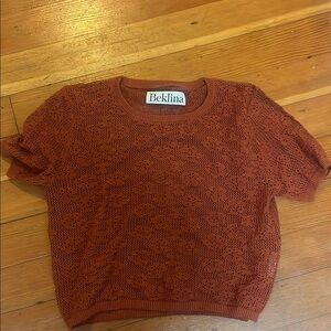 Beklina Floral Cotton Lace T-Shirt Terracotta